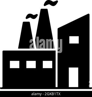 Manufacture industrial factory black vector square icon or silhouette line logo isolated on white vector background sign symbol illustration Stock Vector