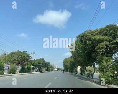 Main Landhi Korangi Road. Karachi city traffic at working hours, evening traffic Stock Photo