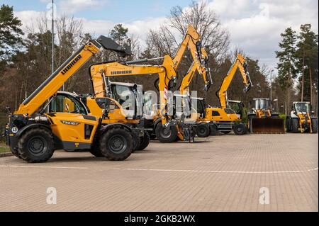 Various Liebherr construction machines on one property Stock Photo