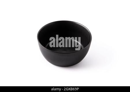 Empty black bowl isolated on white background Stock Photo