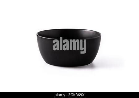Empty black bowl isolated on white background Stock Photo