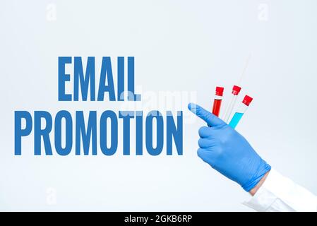 Inspiration showing sign Email Promotion. Business concept commercial broadcast which offers incentives to drive sales Researcher Displaying Virus Stock Photo