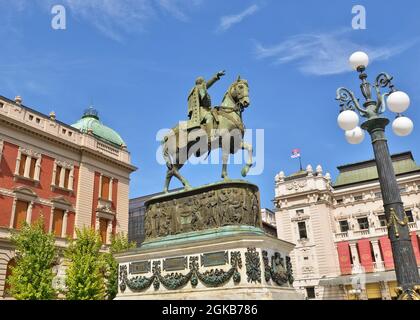 Prince Mihailo Monument, Square of the Republic; Belgrade, Serbia Stock Photo