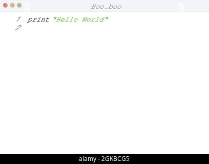 Boo language Hello World program sample in editor window illustration ...