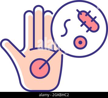 Dirty hands RGB color icon Stock Vector