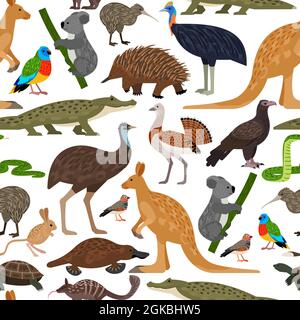 Seamless pattern with animals from Australia Stock Vector