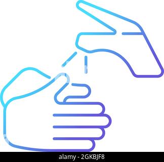 Wetting hands with water gradient linear vector icon Stock Vector
