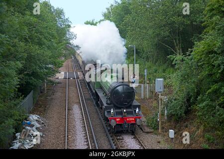 ThomsonClass B1 steam locomotive no 61306 'Mayflower' passing through Stonegate Station in East Sussex, UK, with a special steam hauled charter train Stock Photo