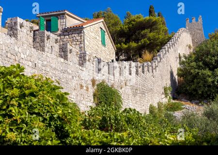 Ancient fort Fortica in Hvar town on Hvar island, Croatia Stock Photo