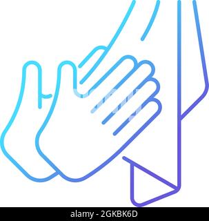 Dry hands with towel gradient linear vector icon Stock Vector