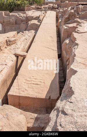 The Unfinished Obelisk, the heaviest obelisk ever cut in Ancient Egypt in the city of Aswan. Stock Photo