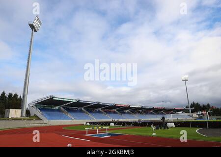 Reykjavik, Iceland. 08th Sep, 2021. Football: World Cup Qualification, Iceland - Germany, Group Stage, Group J, Matchday 6 at Laugardalsvöllur Stadium. View into the stadium before the match. Credit: Christian Charisius/dpa/Alamy Live News Stock Photo