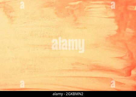 Abstract art background light coral and peach colors. Watercolor painting on canvas with orange strokes and splash. Acrylic artwork on paper with brus Stock Photo