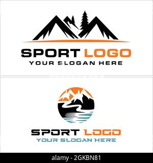 Sport mountain adventure logo design Stock Vector