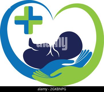 Illustration art of a baby care logo with isolated background Stock Vector