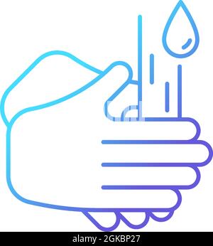 Rub palms together gradient linear vector icon Stock Vector