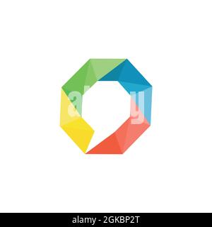 abstract letter O chat logo icon flat concept vector graphic design Stock Vector