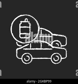 Cars made from recycled steel chalk white icon on dark background Stock Vector