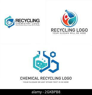 Recycling chemistry lab test tube logo design Stock Vector