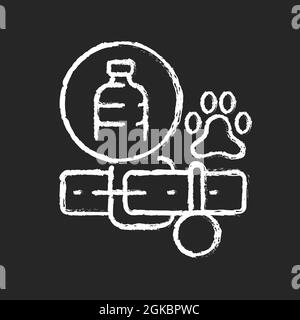 Dog collars made from plastic chalk white icon on dark background Stock Vector
