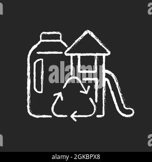 Playsets from plastic milk bottles chalk white icon on dark background Stock Vector
