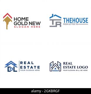 Real estate mortgage home building logo design  Stock Vector