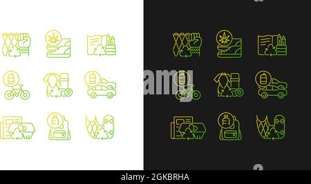 Reducing waste gradient icons set for dark and light mode Stock Vector