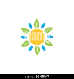 abstract sun leaves logo icon flat concept vector graphic design Stock Vector