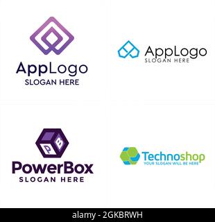 Technology application icon logo design Stock Vector