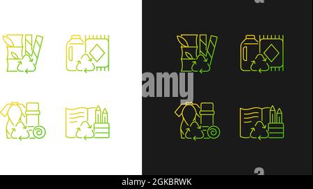 Reduce environmental pollution gradient icons set for dark and light mode Stock Vector