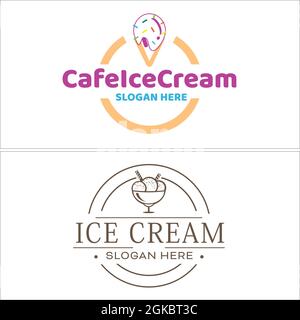 Dessert food ice cream emblem logo design Stock Vector