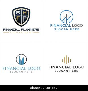 Financial shield chart bar logo design Stock Vector