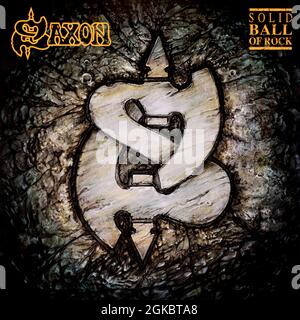 Saxon - original vinyl album cover - Solid Ball Of Rock - 1990 Stock 