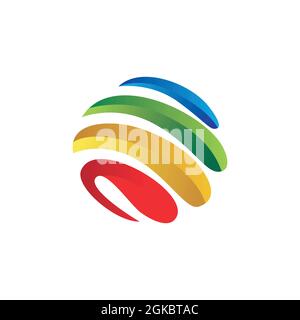 abstract world wave twist logo icon flat concept vector graphic design Stock Vector