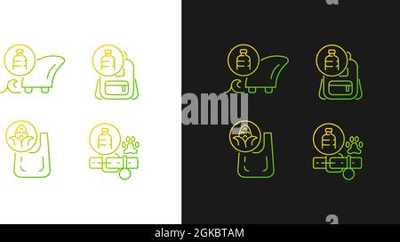 Products from recycled plastics gradient icons set for dark and light mode Stock Vector