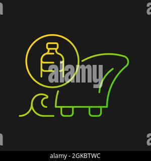 Surfboard fins from recycled waste gradient vector icon for dark theme Stock Vector