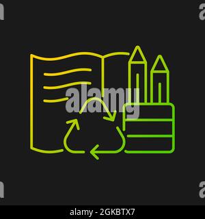 Stationery from recycled magazines gradient vector icon for dark theme Stock Vector