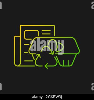 Egg cartons from newspaper gradient vector icon for dark theme Stock Vector