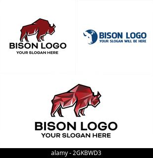 Fitness sport bison vector logo design Stock Vector