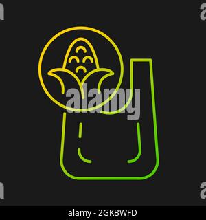 Compostable bag made from corn gradient vector icon for dark theme Stock Vector