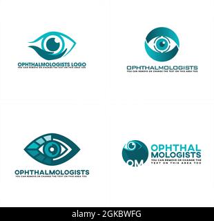 Medical ophthalmologist eye care icon logo design Stock Vector