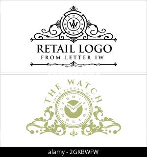 Retail ornament clock logo design Stock Vector