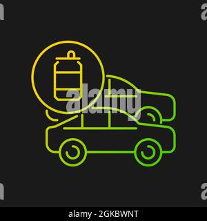 Cars made from recycled steel gradient vector icon for dark theme Stock Vector