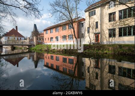 Weimar, Germany. 19th Apr, 2021. The Weimar Waldorf School is located on the Ilm River. Credit: Thomas Müller/dpa-Zentralbild/ZB/dpa/Alamy Live News Stock Photo