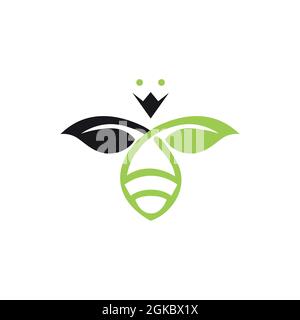 abstract bee leaves logo icon flat concept vector graphic design Stock Vector