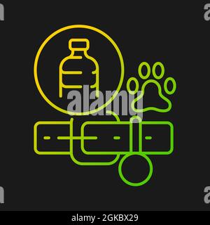 Dog collars made from plastic gradient vector icon for dark theme Stock Vector
