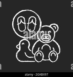 Toys made from flip flops chalk white icon on dark background Stock Vector