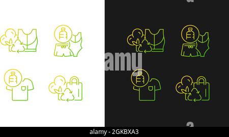 Lessening impact on environment gradient icons set for dark and light mode Stock Vector