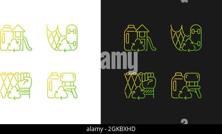 Recycling for sustainability gradient icons set for dark and light mode Stock Vector