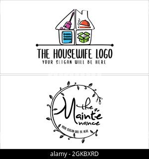Cleaning service maintenance home logo design Stock Vector